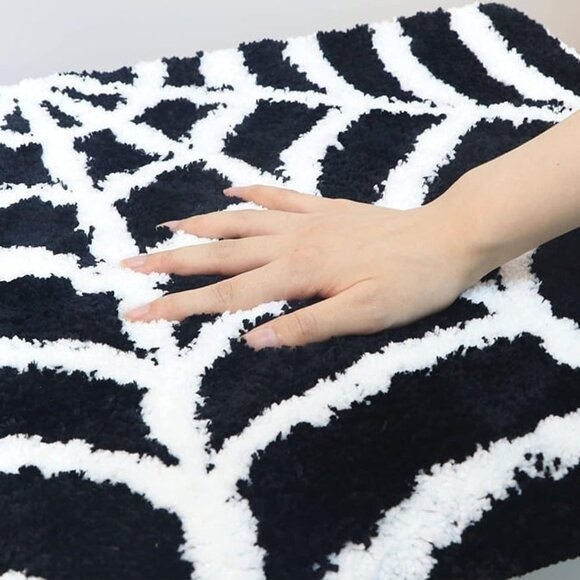 NEW Spider Web Bath Mat - Halloween Rug Bathroom Decor Gothic Home , 32" x 20" - Picture 3 of 9